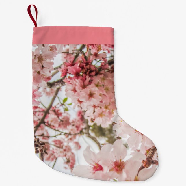 Pretty Pink Cherry Blossoms - Small Christmas Stocking (Front)