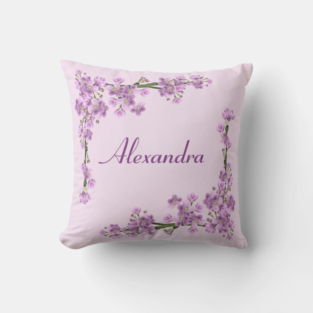 Pretty Pink Cherry Blossoms Throw Pillow (Front)