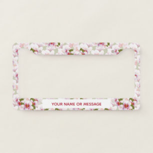 Pretty Pink Cherry Blossoms Watercolor License Plate Frame