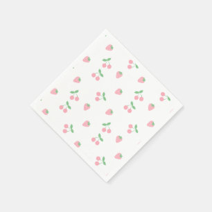 Pretty Pink Cherry Strawberry Fruit Spring Napkins