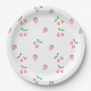 Pretty Pink Cherry Strawberry Fruit Spring Paper Plates