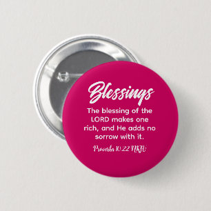 Pretty Pink Christian Faith Blessings Bible Verse Button