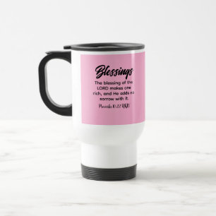 Pretty Pink Christian Faith Blessings Bible Verse Travel Mug