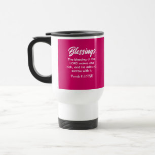 Pretty Pink Christian Faith Blessings Bible Verse Travel Mug