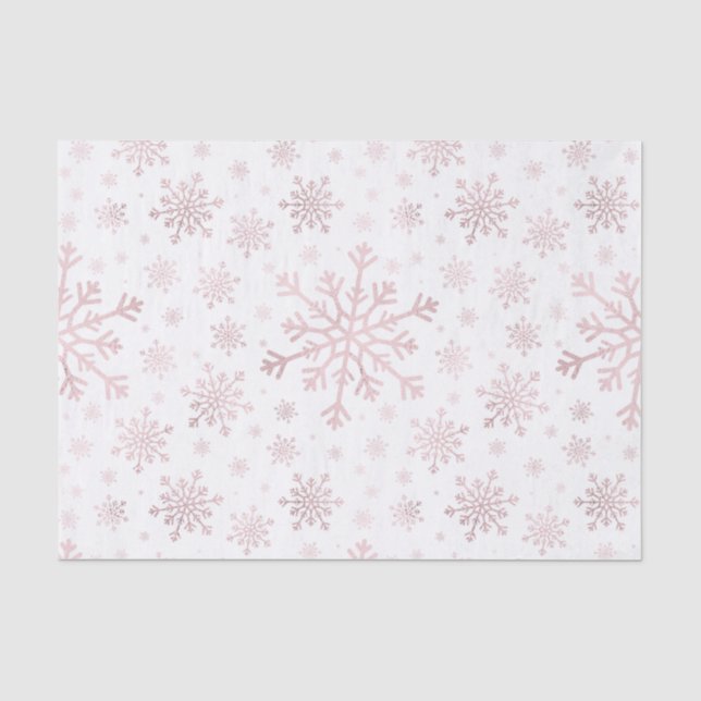 Pretty Pink Christmas Snowflakes on Winter White   Tissue Paper (Front)