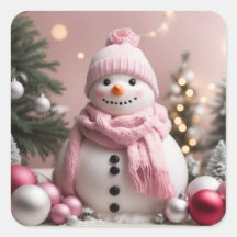 Pretty Pink Christmas Snowman