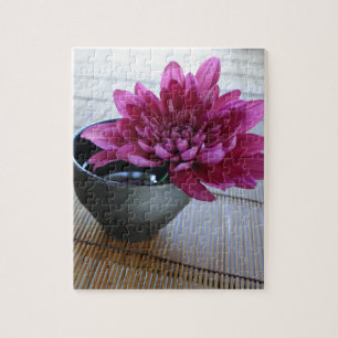 Pretty pink chrysanthemum in zen style jigsaw puzzle