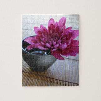 Pretty pink chrysanthemum in zen style jigsaw puzzle