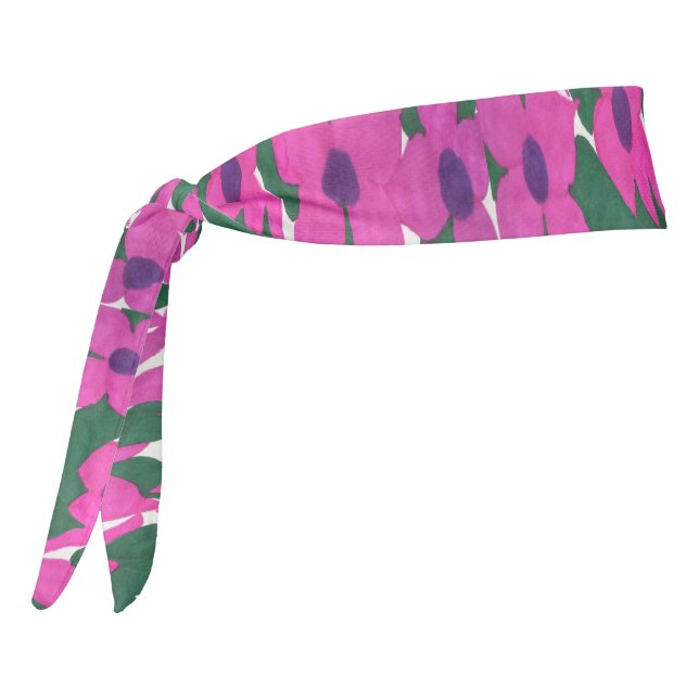 Pretty Pink Classic Floral Pattern  Tie Headband (Rotate 270)