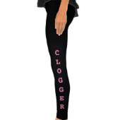 Pretty Pink Clogger Clog Dancer Legging Tights (Left Leg)