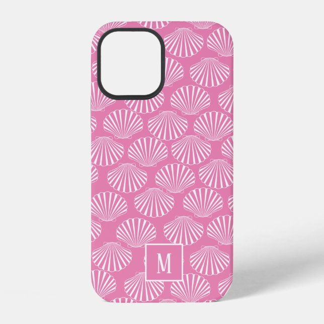 Pretty Pink Coastal Seashell Pattern Iphone Case (Back)