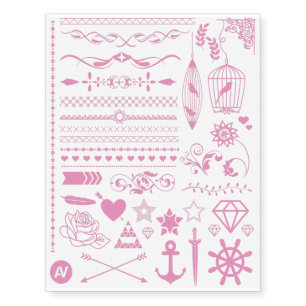 Pretty Pink Collection Temporary Tattoos
