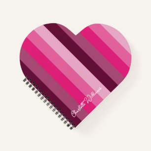 PRETTY PINK COLOR PALETTE PALE PLUM STRIPE PATTERN NOTEBOOK