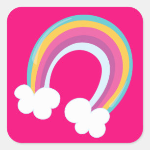 Pretty Pink Colorful Rainbow Square Sticker