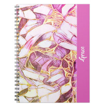 Pretty Pink Colors And Faux Gold Floral Monogram