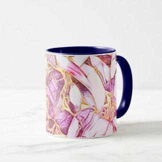 Pretty Pink Colors And Faux Gold Floral Mug