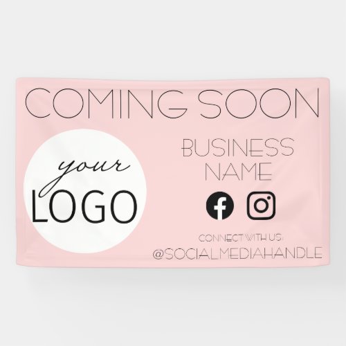 Pretty Pink Coming Soon Business Logo Promotional Banner