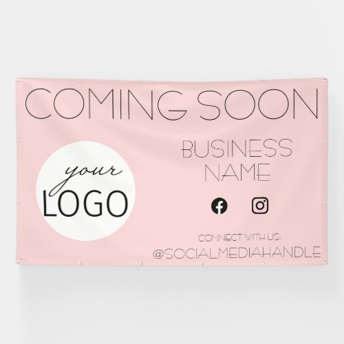 Pretty Pink Coming Soon Business Logo Promotional  Banner