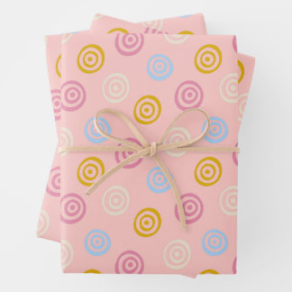 Pretty Pink Concentric Circles Gift Wrap Paper
