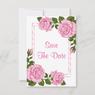Pretty Pink Corner Bouquets 21st Save The Date