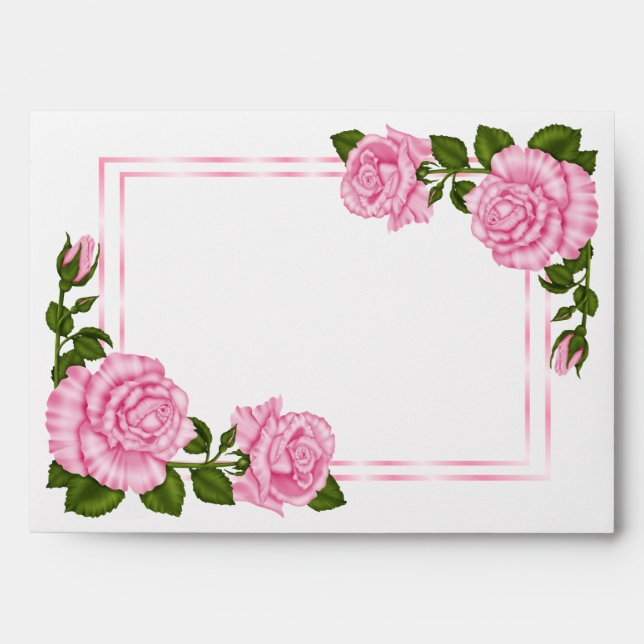 Pretty Pink Corner Bouquets Envelope (Front)