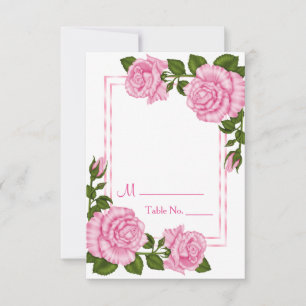 Pretty Pink Corner Bouquets Wedding Table Number
