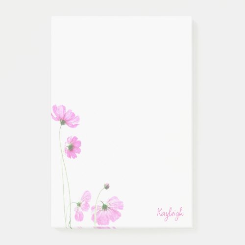 Pretty Pink Cosmos Floral  Post_it Notes