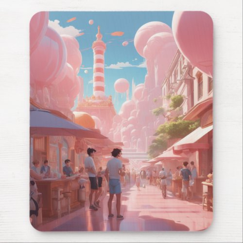 Pretty Pink Cotton Candy Themed Carnival Mouse Pad