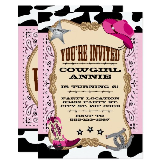 Pretty Pink Cowgirl Birthday Party Invitations Zazzle Com