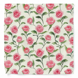 Pretty Pink Cream Roses Floral Bandana