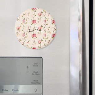 Pretty Pink Cream Roses Floral Love Magnet
