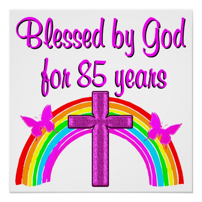 PRETTY PINK CROSS 85TH BIRTHDAY DESIGN POSTER (Front)