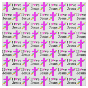 PRETTY PINK CROSS CHRISTIAN FABRIC