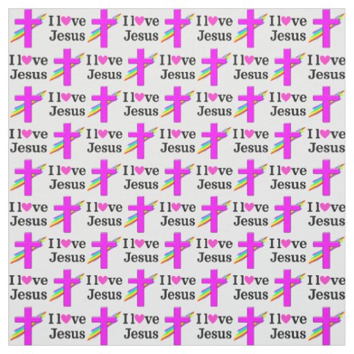 PRETTY PINK CROSS CHRISTIAN FABRIC