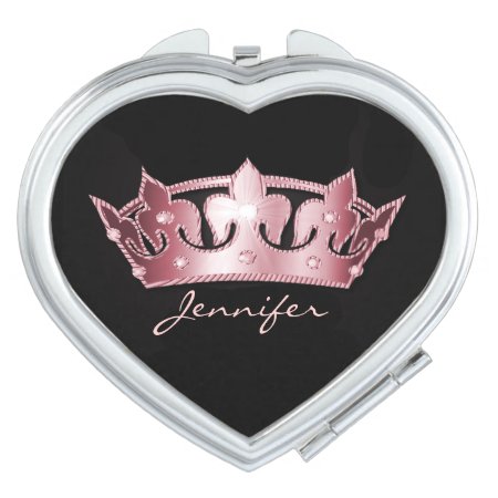 Pretty Pink Crown Compact Mirror