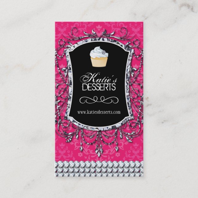 Pretty Pink Cupcake Bakery Business Card (Front)