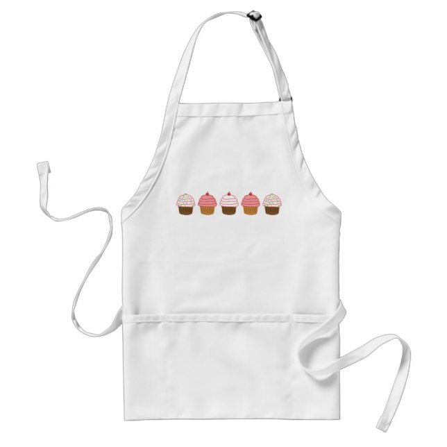 Pretty Pink Cupcakes Baking Cute Adult Apron (Front)