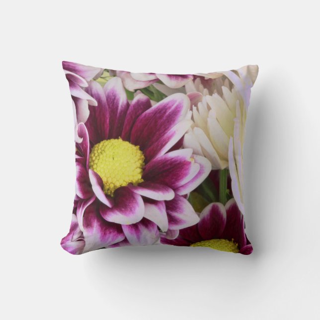 Pretty Pink Dahlia Bouquet Throw Pillow (Front)