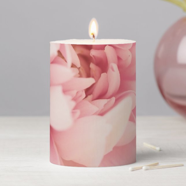 Pretty Pink Dahlia Pillar Candle (In Situ)