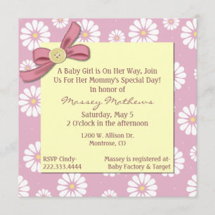 Pretty Pink Daisies Baby Girl Shower Invitation