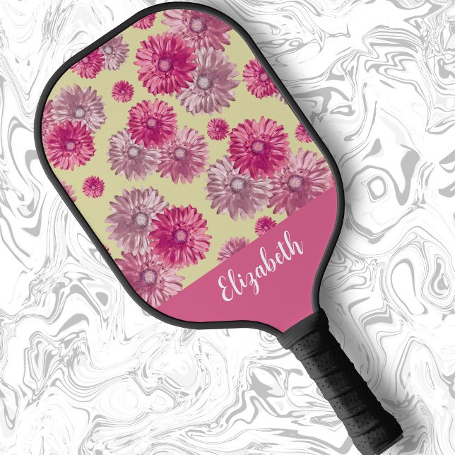 Pretty pink daisies floral style gift for mom pickleball paddle (Creator Uploaded)