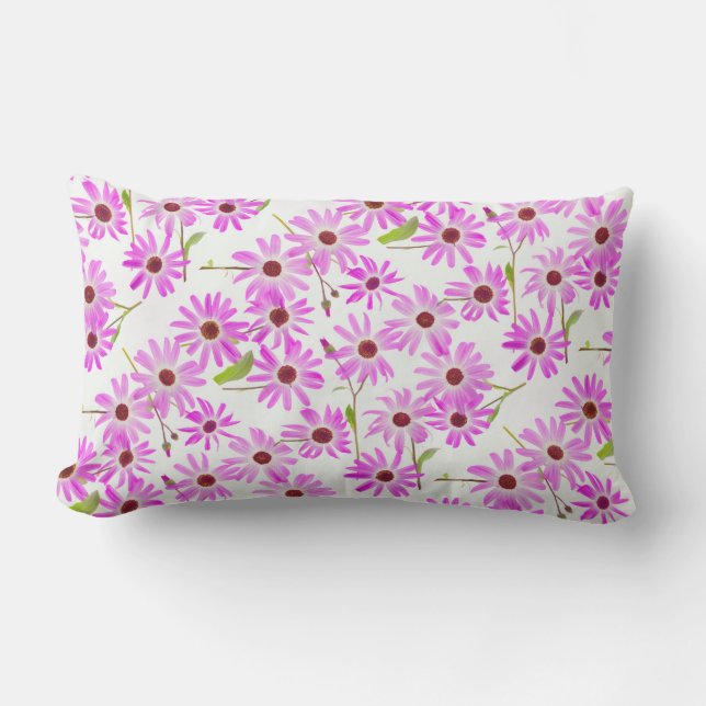 Pretty Pink Daisies Lumbar Pillow (Front)