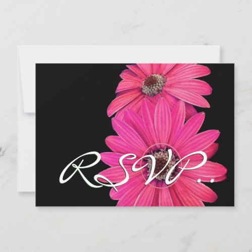 Pretty Pink Daisies RSVP Wedding Response Card Personalized Invites