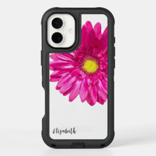 Pretty pink daisy flower custom name iPhone 16 plus case