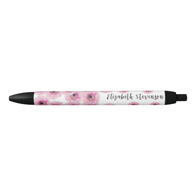 Pretty pink daisy flower custom name pen (Front)