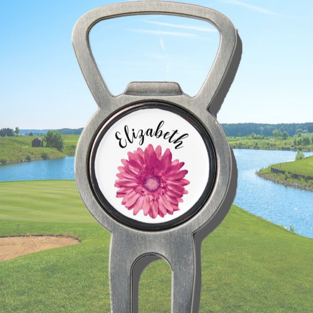 Pretty pink daisy flower custom name womens divot tool (Creator Uploaded)