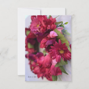 Pretty Pink Daisy & Tulip Wreath Note Card