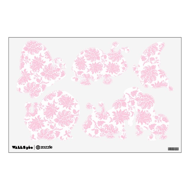 Pretty Pink Damask Baby Bugs Wall Sticker (Front)
