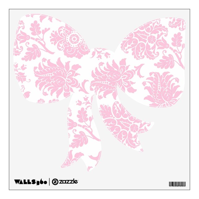 Pretty Pink Damask Bow Wall Sticker (Front)