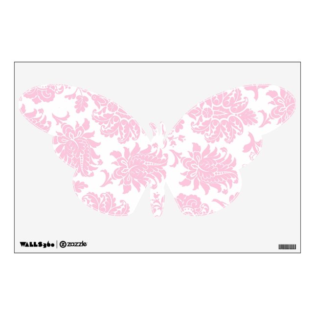 Pretty Pink Damask Butterfly Wall Sticker (Front)